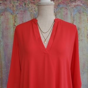 LUSH deep V neck semi sheer pullover blouse